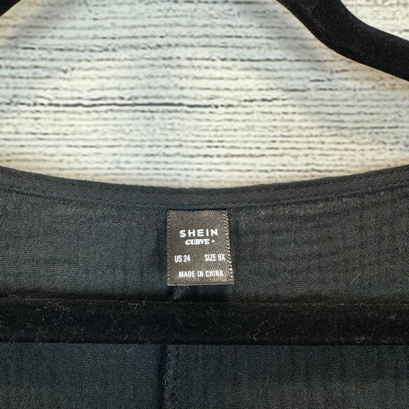 Shein Curve Plus Size Black Gauze Short Sleeve Lightweight Romper Size 24W/6X - Picture 2 of 8